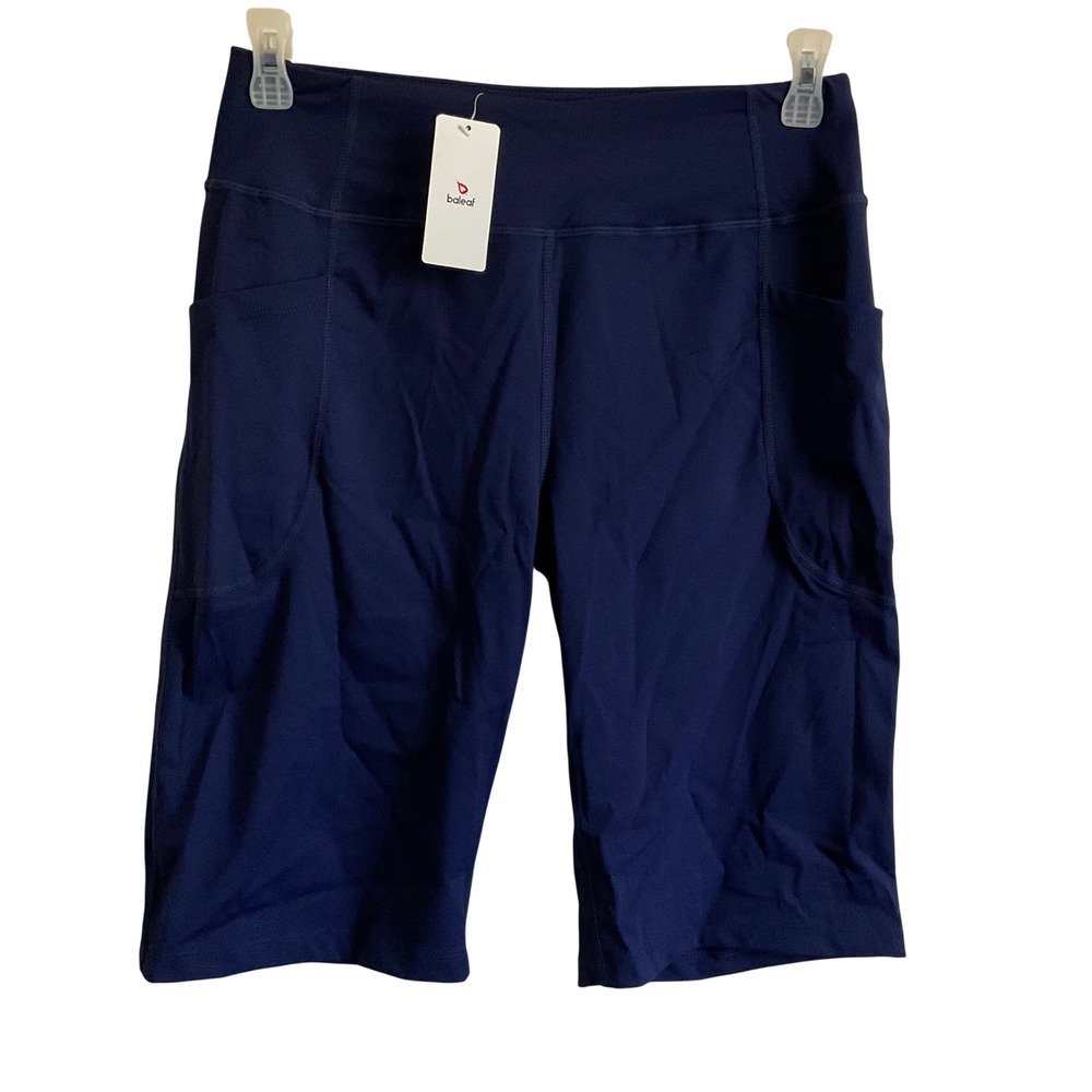 Baleaf Women's Navy Blue Bike Shorts with Pockets - Size Large - NEW